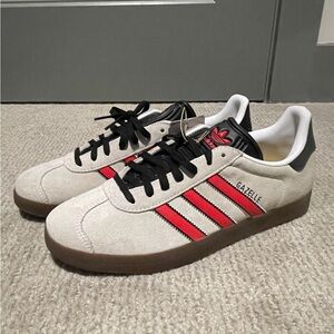 Adidas Gazelle Cream Sneakers with Red Accents